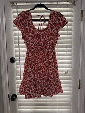 Altar'd State Pink Floral Tie-Back Mini Dress